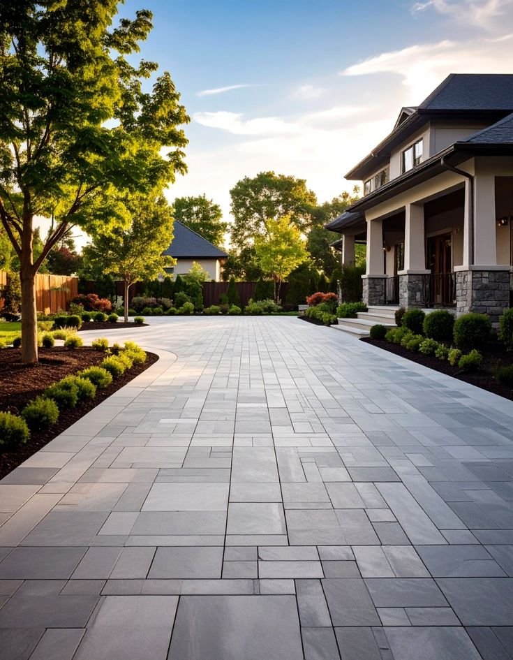 Stamped slate driveway