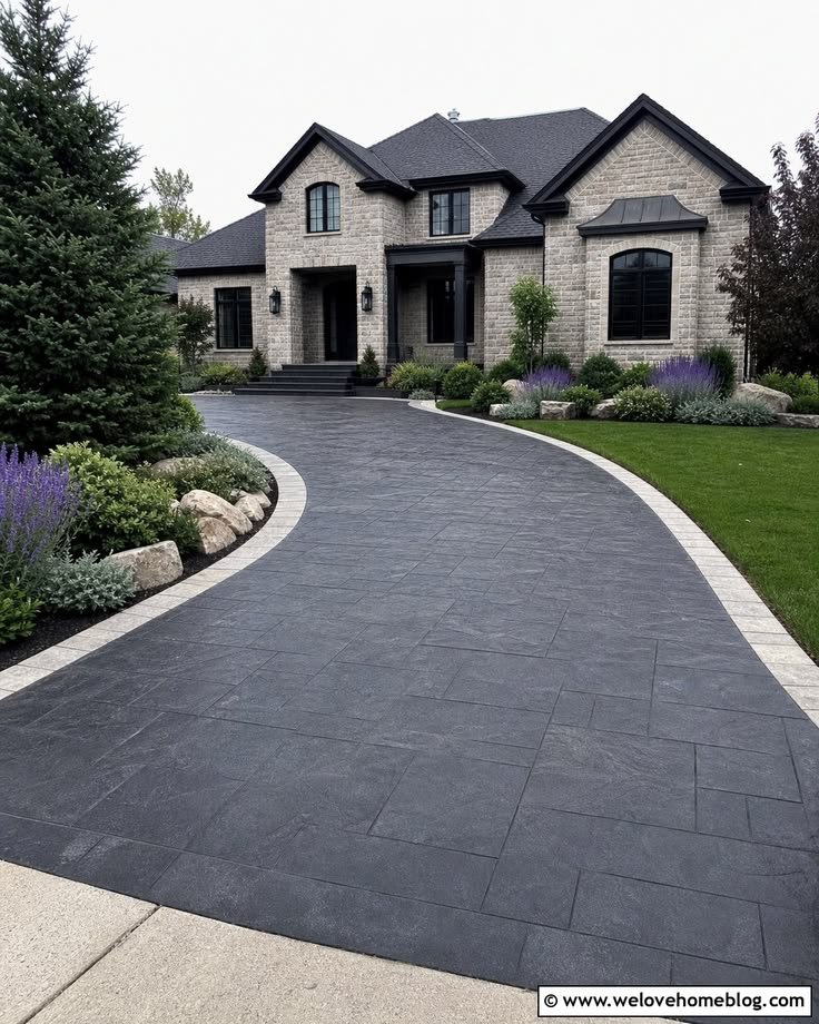 Stamped slate driveway in Maple Ridge