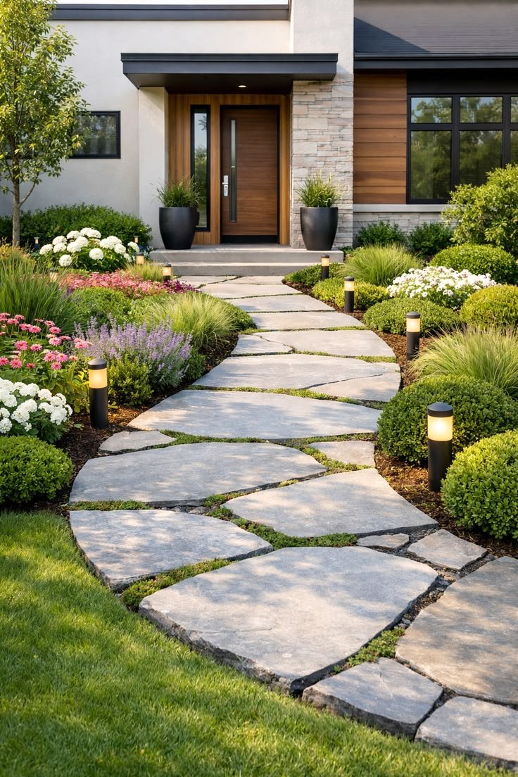 Garden path and front entry