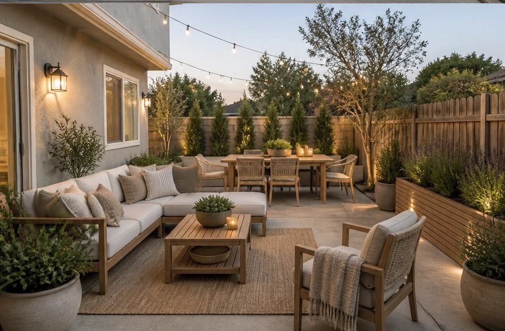 Completed backyard entertainment patio